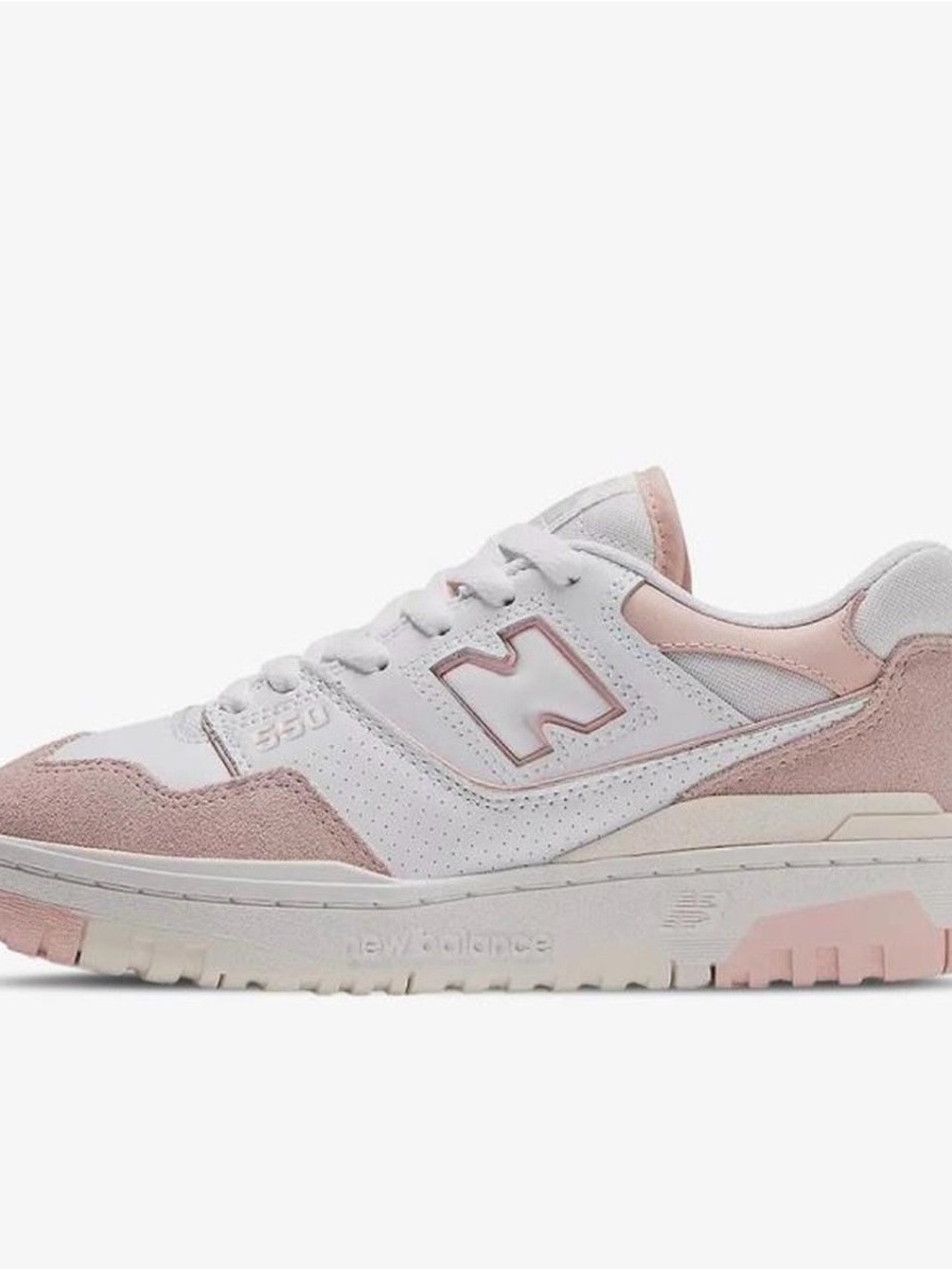 New Balance Women's 550 Sneaker in White and Pale Pink
